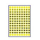 圓形數字(1-99)標籤貼紙 (黃底黑字/Dia.9mm/117枚/張 10張裝)