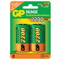 GP Rechargeable Battery 2200mAh Size D x2